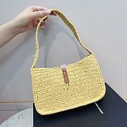 Fortok Saint Laurent Le5à7 Raffia Shoulder Bag Beige 657228 23×16×6.5cm - 3