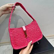 Fortok Saint Laurent Le5à7 Raffia Shoulder Bag Pink 657228 23×16×6.5cm - 1