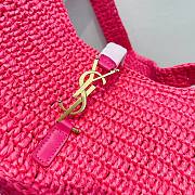 Fortok Saint Laurent Le5à7 Raffia Shoulder Bag Pink 657228 23×16×6.5cm - 5