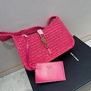 Fortok Saint Laurent Le5à7 Raffia Shoulder Bag Pink 657228 23×16×6.5cm - 3