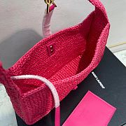 Fortok Saint Laurent Le5à7 Raffia Shoulder Bag Pink 657228 23×16×6.5cm - 2