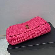 Fortok Saint Laurent Kate Raffia Chain Bag Pink 553804 28.5×20×6cm - 2