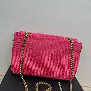 Fortok Saint Laurent Kate Raffia Chain Bag Pink 553804 28.5×20×6cm - 6