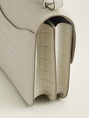 Fortok Hermes Constance Silver Buckle Glacier White Crocodile Leather Bag 19x15x4cm - 4