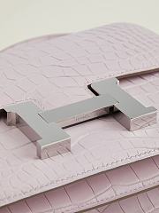 Fortok Hermes Constance Silver Buckle Fantasy Violet Crocodile Leather Bag 19x15x4cm - 4