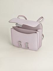 Fortok Hermes Constance Silver Buckle Fantasy Violet Crocodile Leather Bag 19x15x4cm - 2