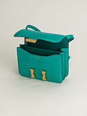 Fortok Hermes Constance Gold Buckle Imperial Green Crocodile Leather Bag 19x15x4cm - 6