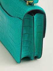 Fortok Hermes Constance Gold Buckle Imperial Green Crocodile Leather Bag 19x15x4cm - 3