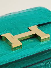 Fortok Hermes Constance Gold Buckle Imperial Green Crocodile Leather Bag 19x15x4cm - 2
