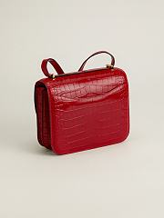 Fortok Hermes Constance Gold Buckle Ferrari Red Crocodile Leather Bag 19x15x4cm - 6