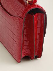 Fortok Hermes Constance Gold Buckle Ferrari Red Crocodile Leather Bag 19x15x4cm - 4
