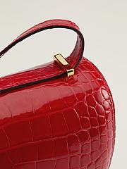 Fortok Hermes Constance Gold Buckle Ferrari Red Crocodile Leather Bag 19x15x4cm - 3