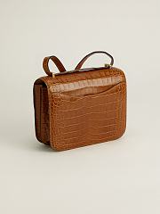 Fortok Hermes Constance Gold Buckle Tobacco Crocodile Leather Bag 19x15x4cm - 5