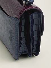 Fortok Hermes Constance Ink Blue/Gallon Violet/Bare Sand Alligator Buckle Crocodile Leather 19x15x4cm - 2