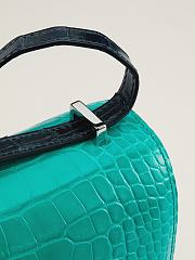 Fortok Hermes Constance Imperial green/Rousseau Green/Bare sand Alligator Buckle Crocodile Leather 19x15x4cm - 2