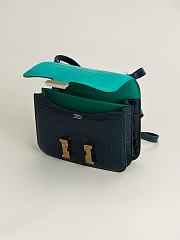 Fortok Hermes Constance Imperial green/Rousseau Green/Bare sand Alligator Buckle Crocodile Leather 19x15x4cm - 3