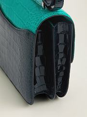 Fortok Hermes Constance Imperial green/Rousseau Green/Bare sand Alligator Buckle Crocodile Leather 19x15x4cm - 5