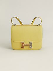 Fortok Hermes Constance Yellow Three-color Button Epsom Leather Bag 19x15x4cm - 1