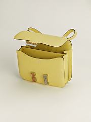 Fortok Hermes Constance Yellow Three-color Button Epsom Leather Bag 19x15x4cm - 4