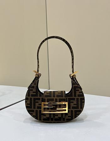 Fortok Fendi Cookie Mini Hobo Bag FF Presbyopia Brown 8556 19x3.5x10cm