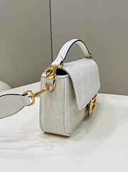 Fortok Fendi Baguette Double FF Three-dimensional Embroidery Bag White 8598 28x6.5x13.5cm  - 3