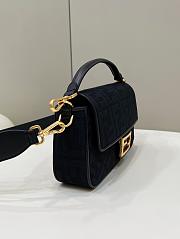 Fortok Fendi Baguette Double FF Three-dimensional Embroidery Bag Black 8598 28x6.5x13.5cm - 2