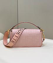 Fortok Fendi Baguette Double FF Three-dimensional Embroidery Bag Pink 8598 28x6.5x13.5cm - 6