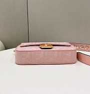 Fortok Fendi Baguette Double FF Three-dimensional Embroidery Bag Pink 8598 28x6.5x13.5cm - 5