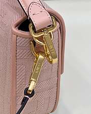 Fortok Fendi Baguette Double FF Three-dimensional Embroidery Bag Pink 8598 28x6.5x13.5cm - 3