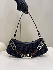 Fortok Fendi O'Lock Swing Monogram Jacquard Shoulder Bag Blue 8573 32×6×12cm - 1