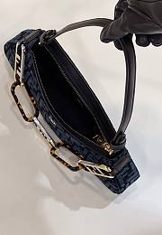 Fortok Fendi O'Lock Swing Monogram Jacquard Shoulder Bag Blue 8573 32×6×12cm - 6