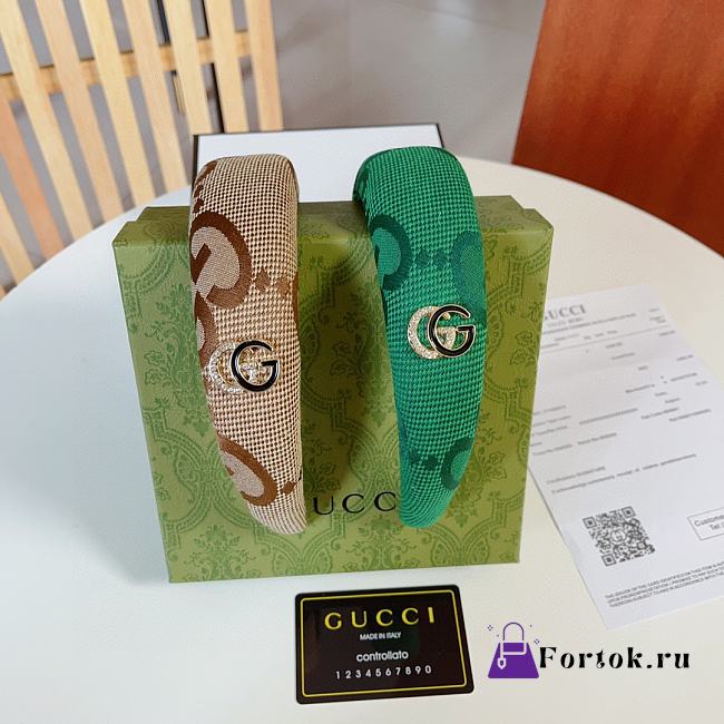 Fortok Gucci GG Headband Brown/Green - 1