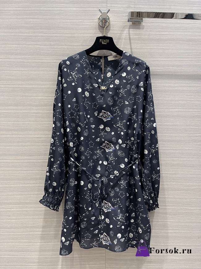 Fortok Fendi Blue Crêpe De Chine Dress - 1