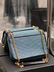 Fortok Saint Laurent Niki Tweed Shoulder Bag Blue 633158 28×20.5×8.5cm - 2