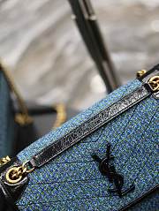 Fortok Saint Laurent Niki Tweed Shoulder Bag Blue 633158 28×20.5×8.5cm - 3