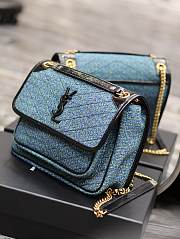 Fortok Saint Laurent Niki Tweed Shoulder Bag Blue 633158 28×20.5×8.5cm - 5