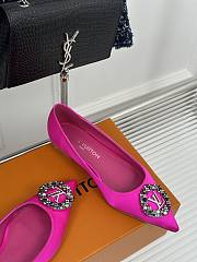 Fortok Louis Vuitton Diamond Buckle Slingback Pumps Pink - 3