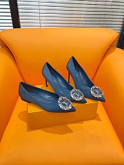 Fortok Louis Vuitton Diamond Buckle Slingback Pumps Blue - 1