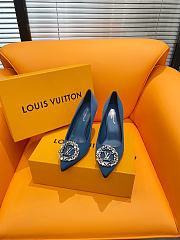 Fortok Louis Vuitton Diamond Buckle Slingback Pumps Blue - 4