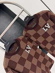 Fortok Louis Vuitton Brown Damier Crewneck With Crystal LV Patch  - 5