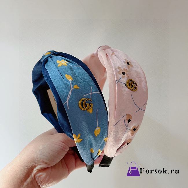 Fortok Gucci Knotted Headband Blue/Beige/Light Pink/Green - 1
