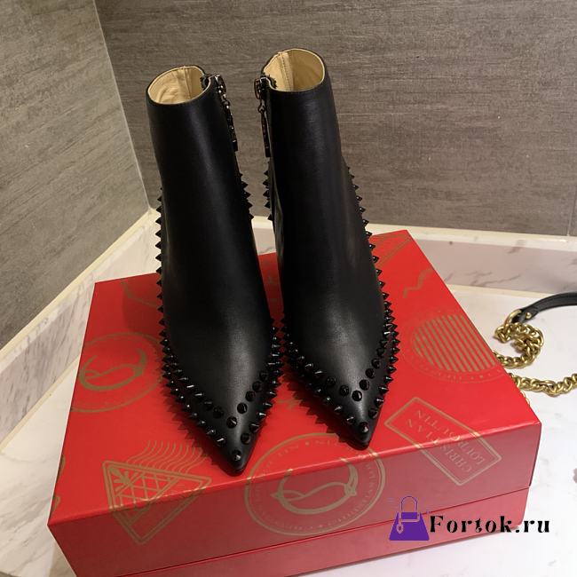 Fortok Christian Louboutin Calfskin Willetta 100 Ankle Boots Black - 1