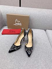 Fortok Christian Louboutin Black Satin Brodiriza Embellished Pumps - 1