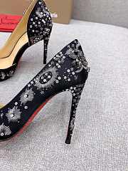 Fortok Christian Louboutin Black Satin Brodiriza Embellished Pumps - 6