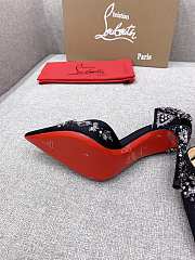 Fortok Christian Louboutin Black Satin Brodiriza Embellished Pumps - 5