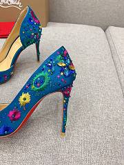 Fortok Christian Louboutin Blue Satin Brodiriza Embellished Pumps - 2