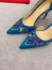 Fortok Christian Louboutin Blue Satin Brodiriza Embellished Pumps - 3