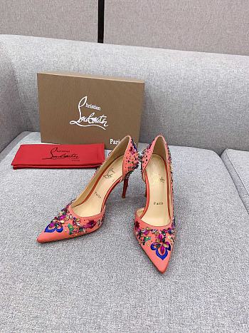 Fortok Christian Louboutin Pink Satin Brodiriza Embellished Pumps