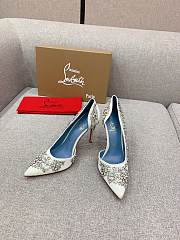 Fortok Christian Louboutin White Satin Brodiriza Embellished Pumps - 1