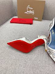 Fortok Christian Louboutin White Satin Brodiriza Embellished Pumps - 6